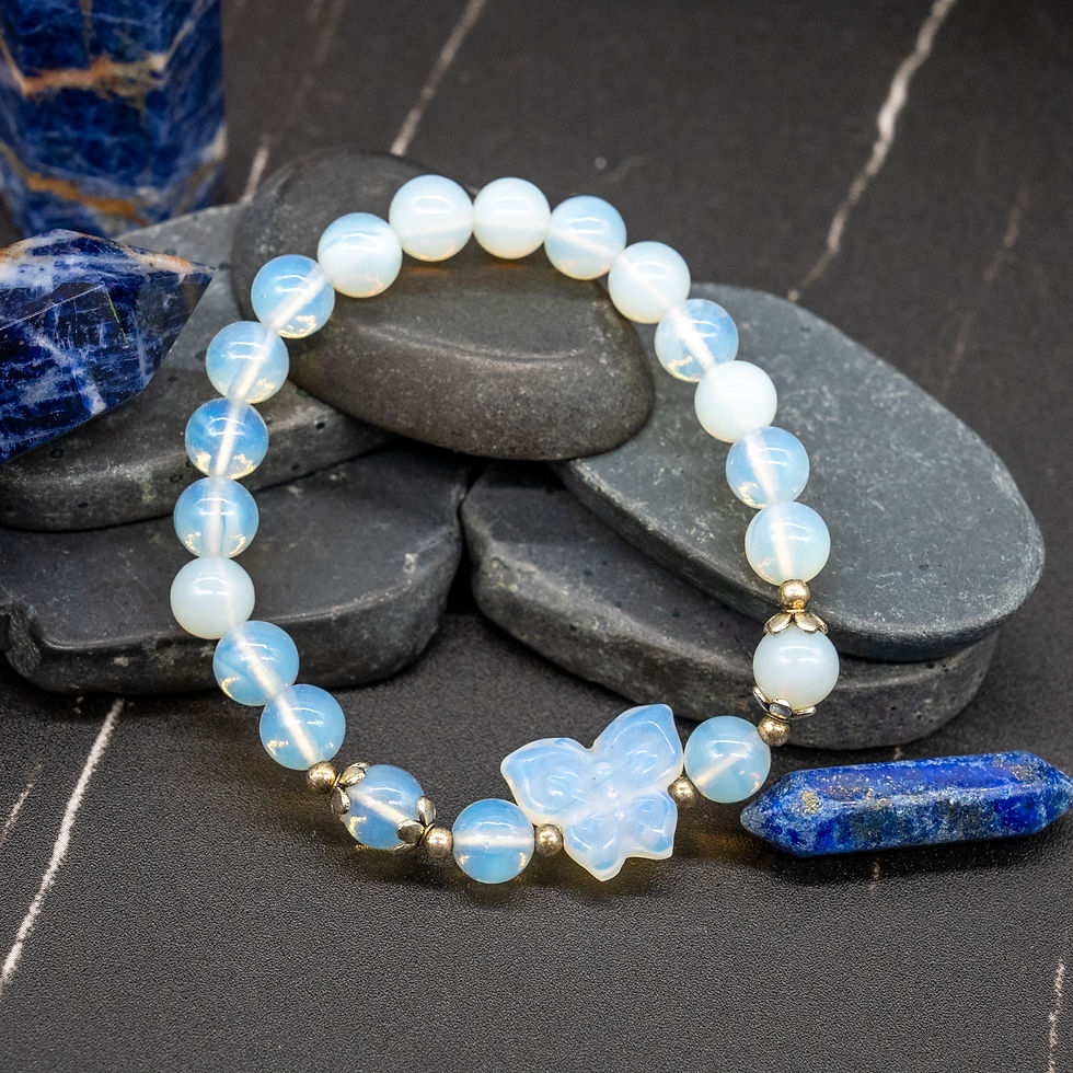 Thumbnail: Opalite Crystal Butterfly Bracelet Healing Protection Spiritual Charm Jewelry