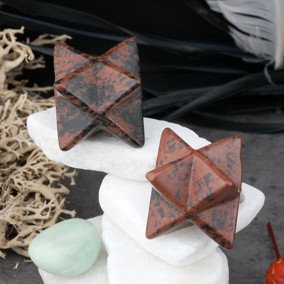 Miniatura: Mahogany Obsidian Merkaba Crystal Decor Grounding Energy Sacred Geometry Decor