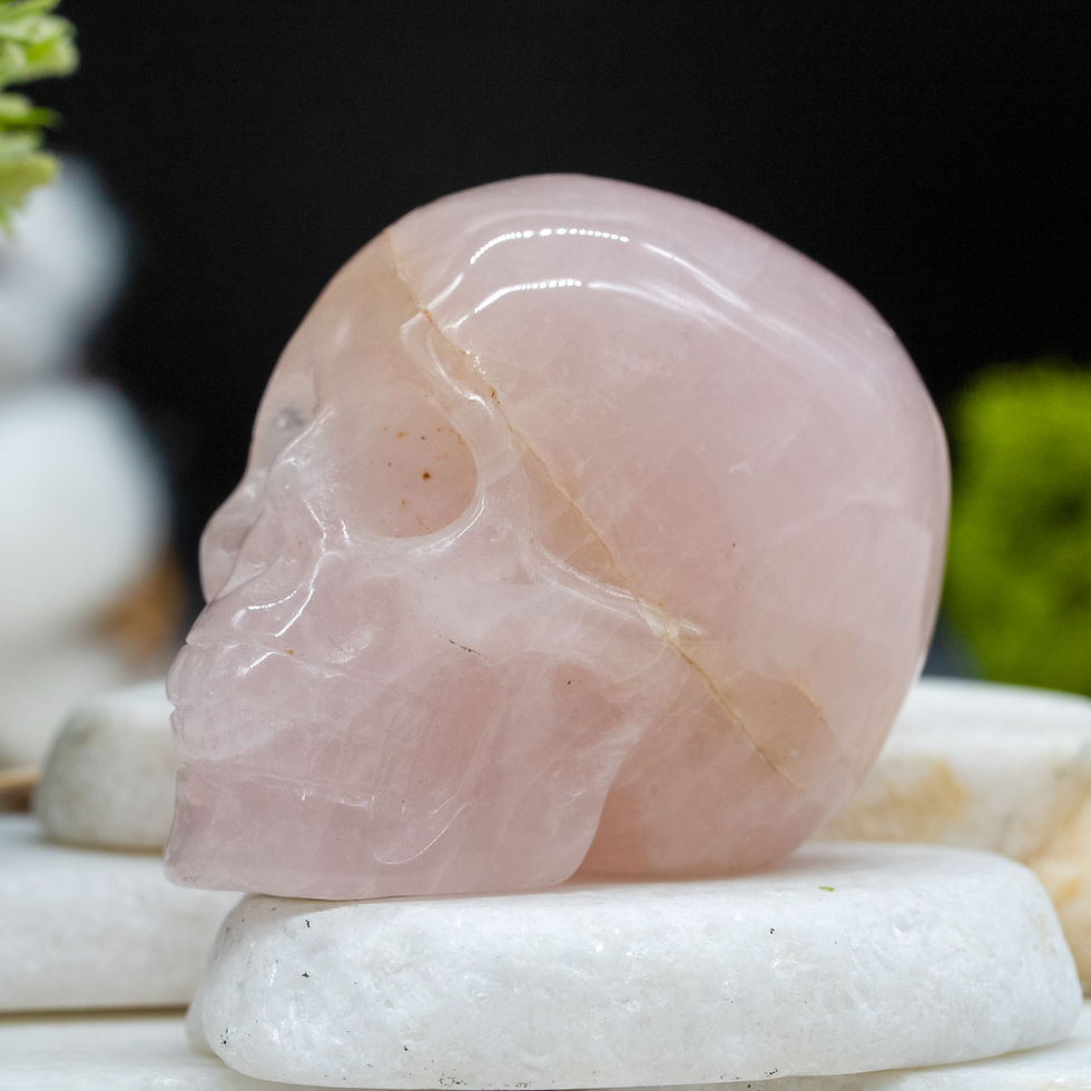Thumbnail: Natural Pink Rose Quartz Crystal Skull Carving Spiritual Healing Protection