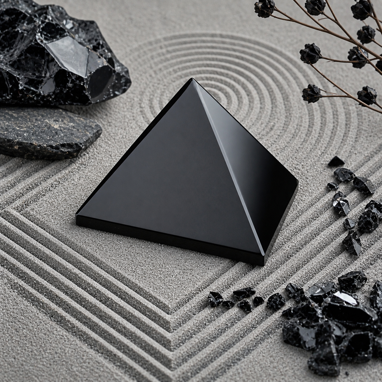Black Obsidian Crystal Pyramid Healing Protection Stone Trinket Home Decor Gift