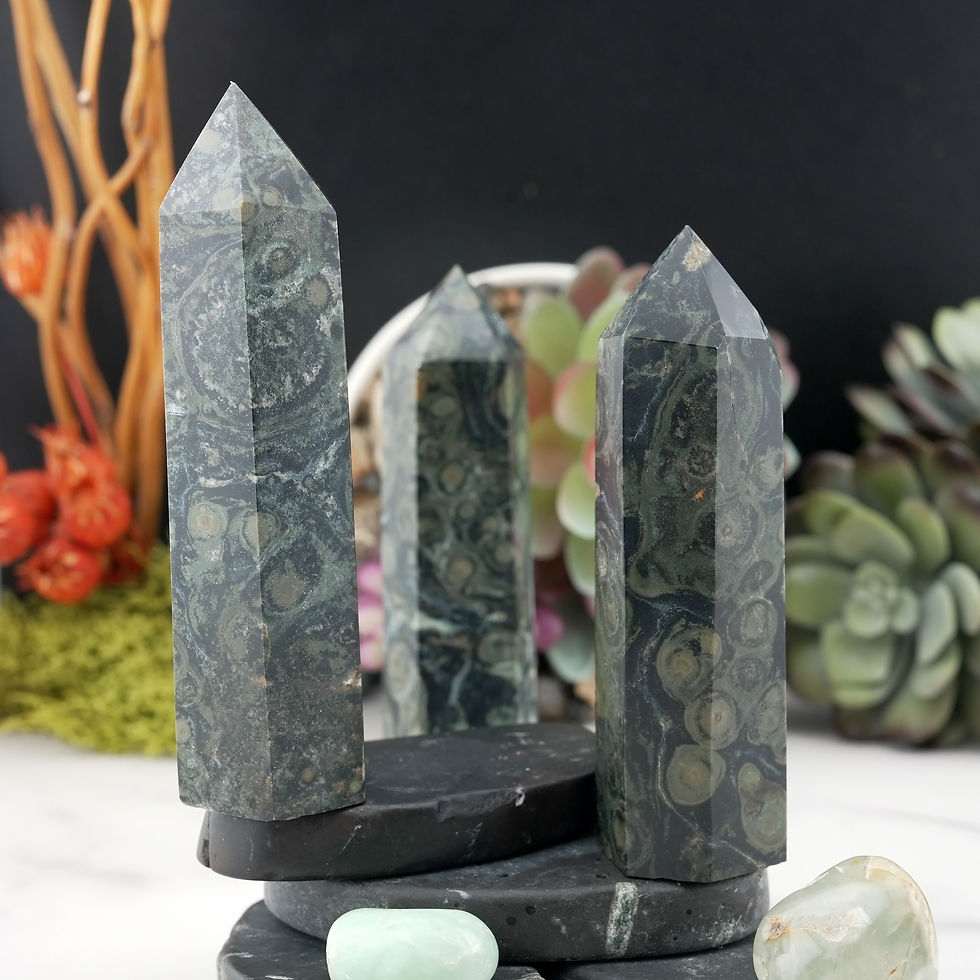Miniatura: Kambaba Jasper Tower Crystal Healing Green Spiritual Energy Stone Home Decor