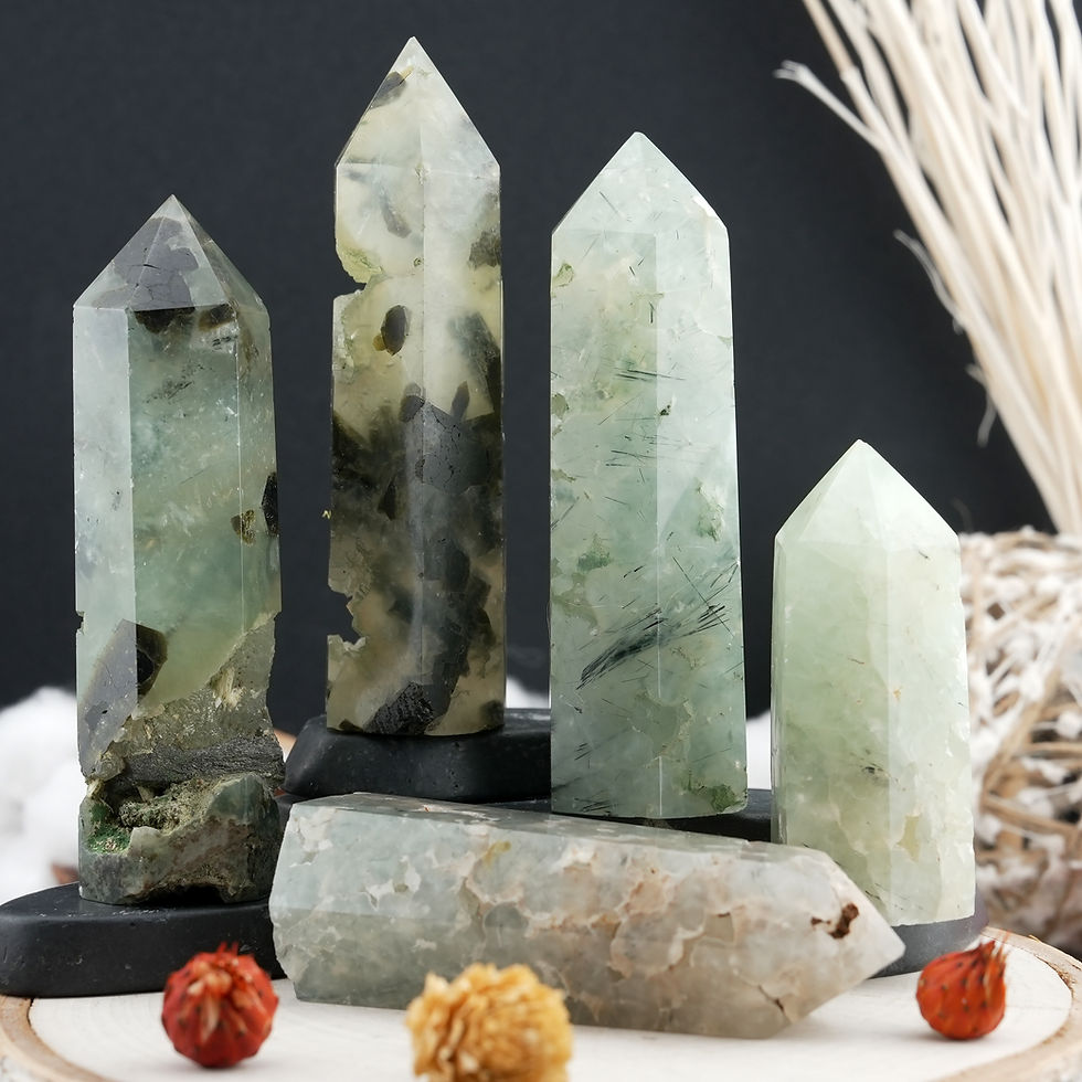 Miniatura: Prehnite Epidote Tower Crystal Healing Protection Meditation Altar Stone Decor