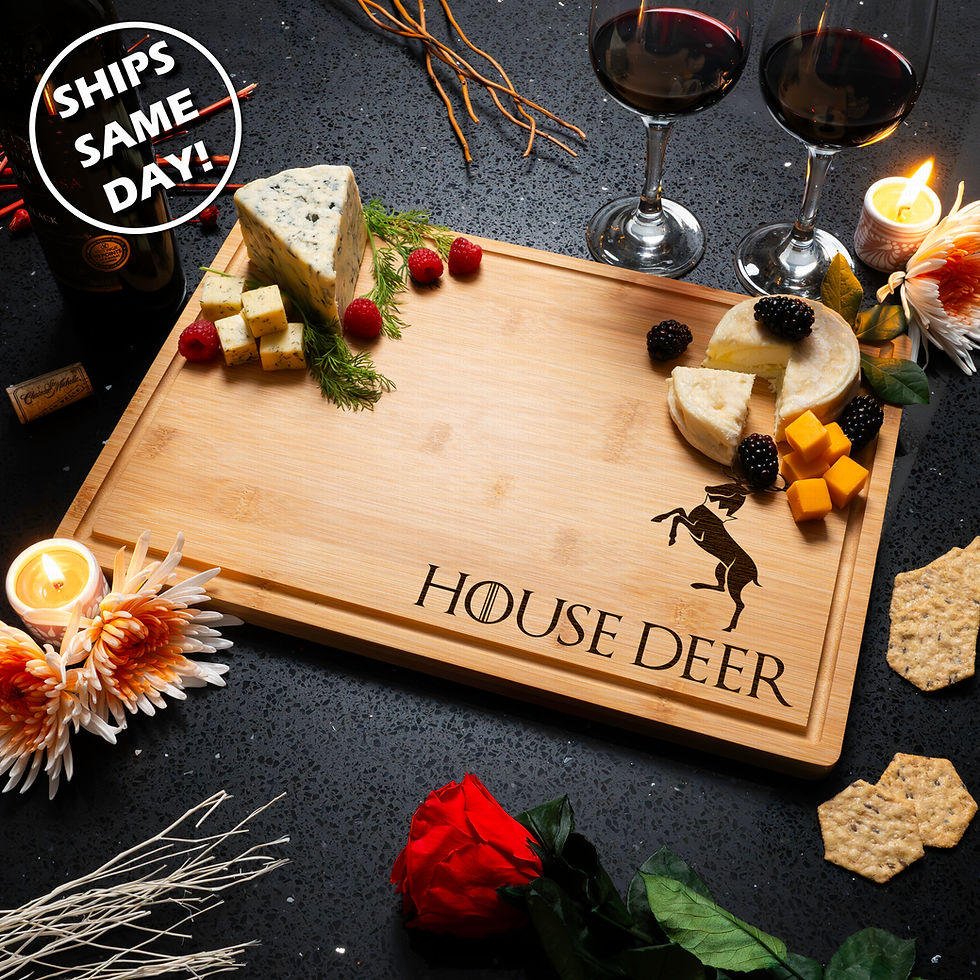 Miniatura: Engraved Custom Bamboo Cutting Board Personalized Charcuterie Tray GOT Deer