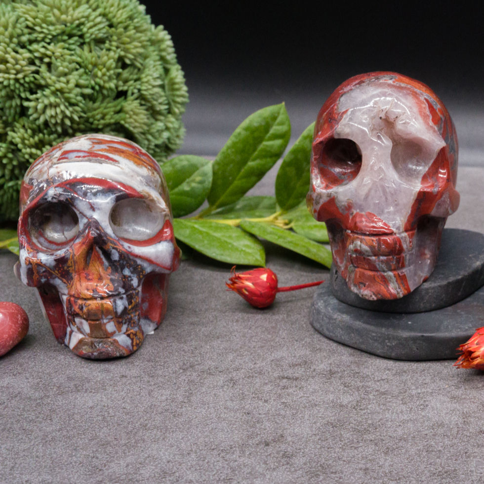 Miniatura: Warring States Red Agate Quartz Crystal Skull Carving Spiritual Healing Decor