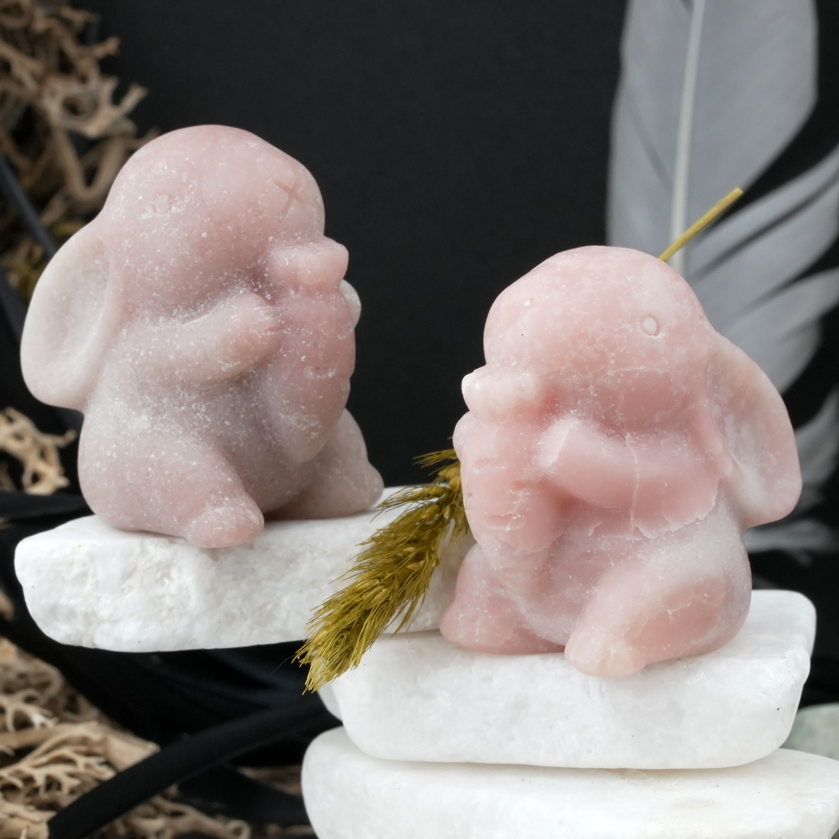 Pink Opal Crystal Rabbit Figurine Spiritual Energy Companion Animal Lover Gift
