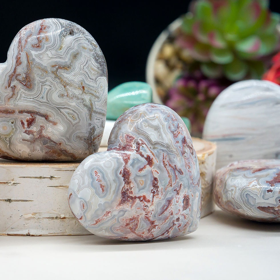 Miniatura: Mexican Agate Heart Crystal Gift Spiritual Healing Stone Decor Boho Heart Rocks