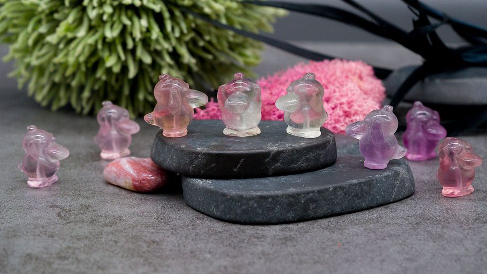 Thumbnail: Mini Rainbow Fluorite Psyduck Carving Anime Cartoon Character Figurine Gift