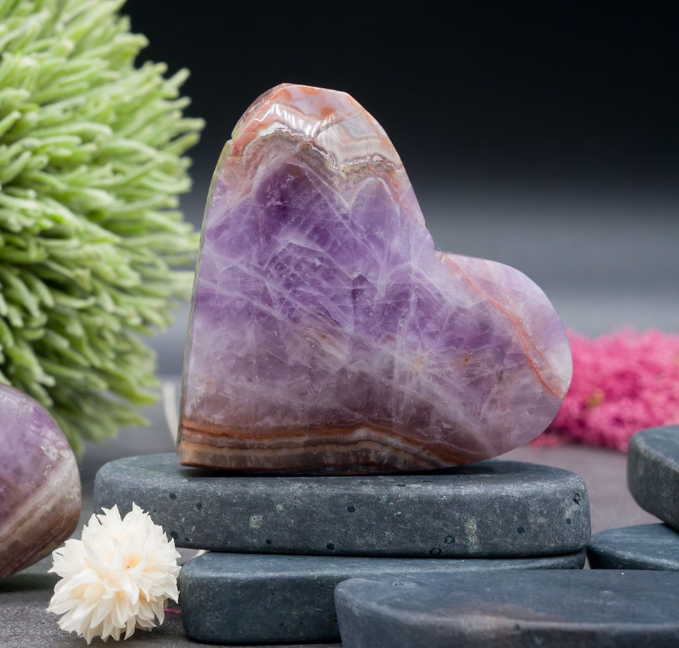 Thumbnail: Mexican Agate Amethyst Heart Crystal Birthstone Boho Decor Love Stone Gift