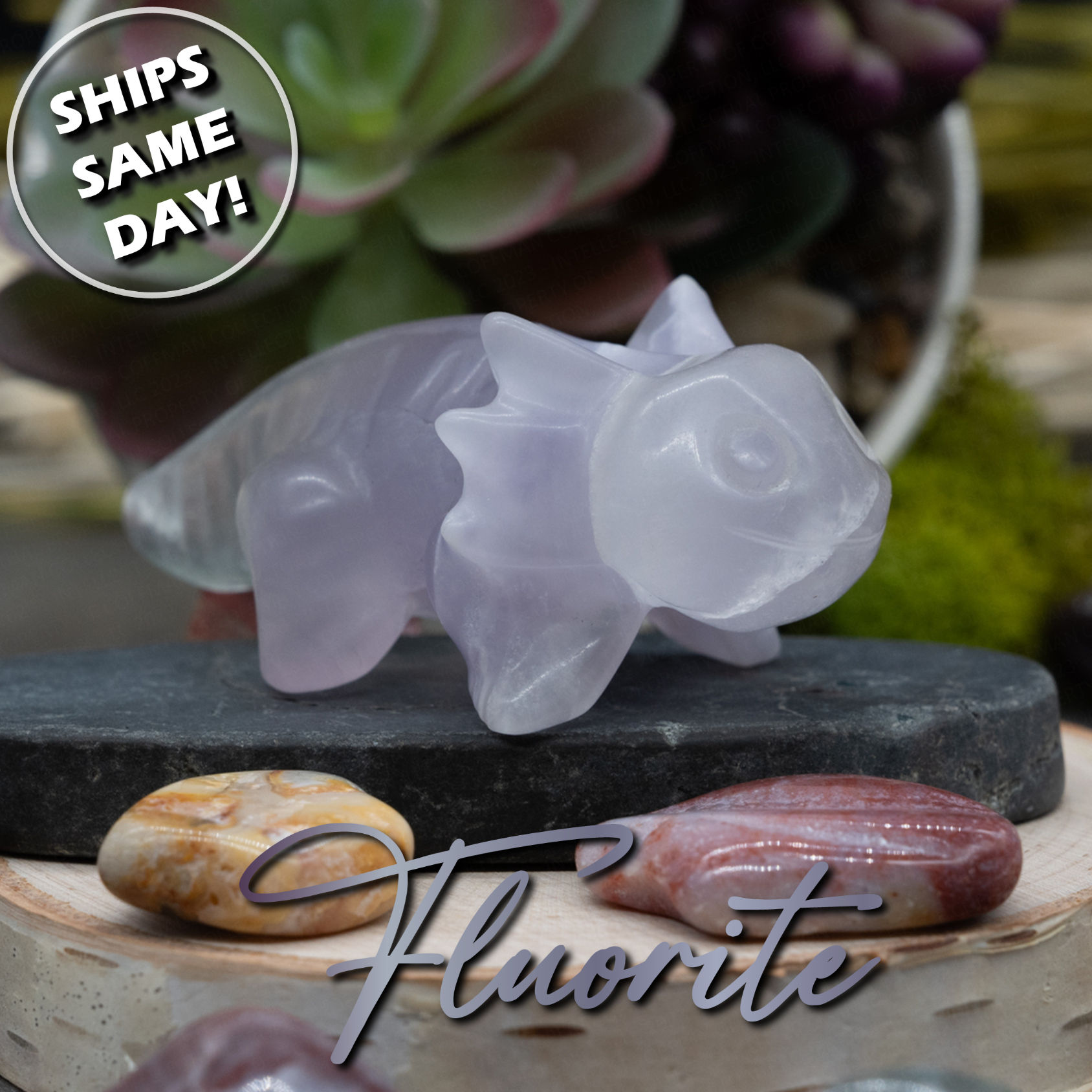 Fluorite Crystal Axolotl Carving Stone Healing Protection Trinket Tier Tray Home