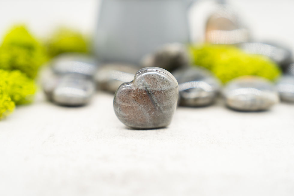 Thumbnail: Flashy Sunset Labradorite Crystal Heart Carving Pocket Worry Stone Crystal