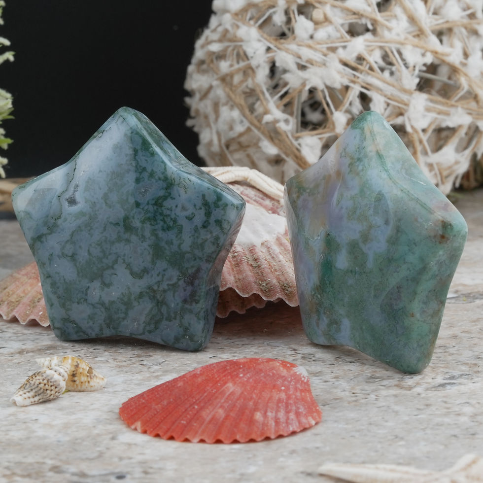 Miniatura: Moss Agate Star Crystal Decor Spiritual Growth Gift Nature Healing Energy Stone