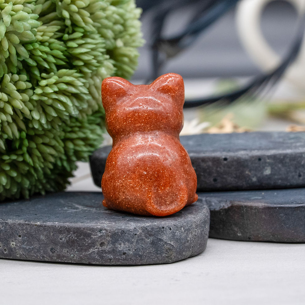 Miniatura: Goldstone Crystal Cat Carving Pet Memory Home Decor Kitten Cat Lover Sandstone