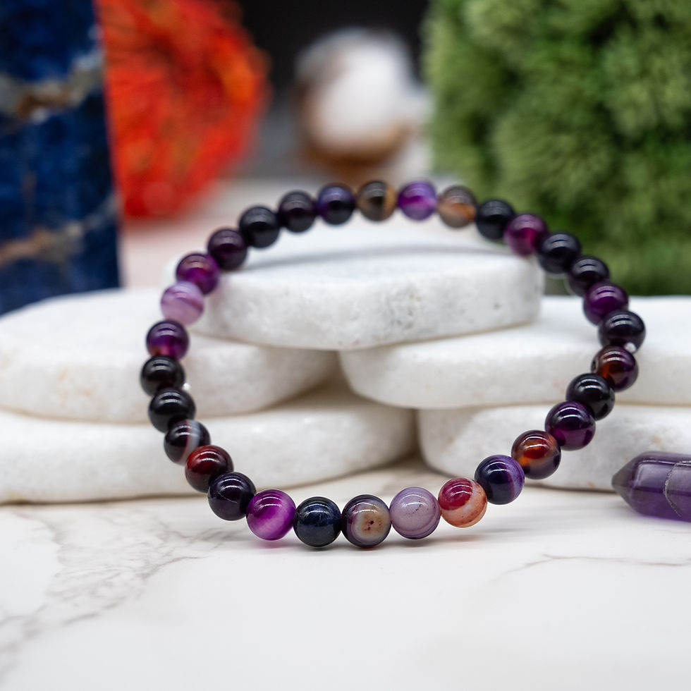 Thumbnail: Purple Agate Crystal Bracelet Natural Gemstone Jewelry Handmade Bracelet