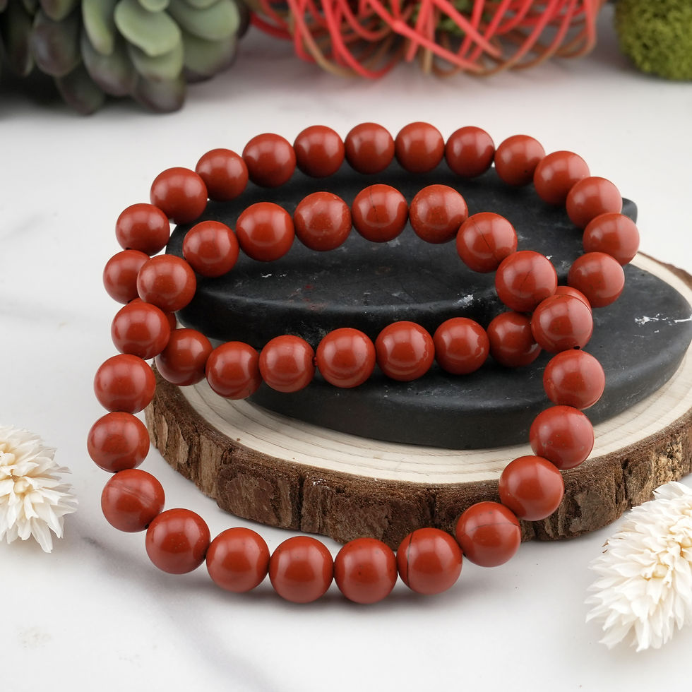 Thumbnail: Red Jasper Beaded Bracelet Grounding Energy Yoga Accessory Handmade Jewelry Red