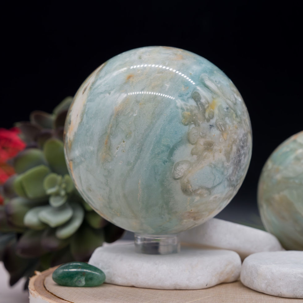 Thumbnail: Sky Blue Calcite Sphere Crystal Chakra Calming Spiritual Energy Altar Ball Gift