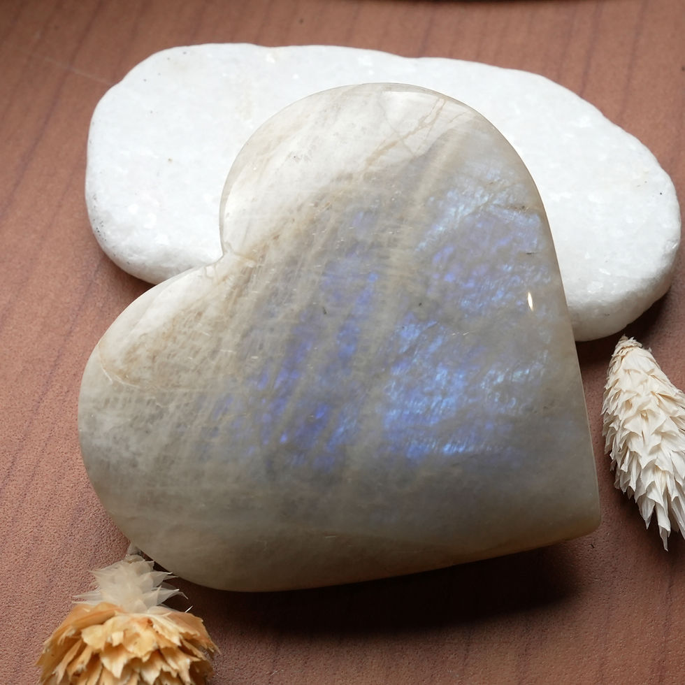 Thumbnail: Blue Flash Moonstone Heart Spiritual Healing Gemstone Love Protection Meditation