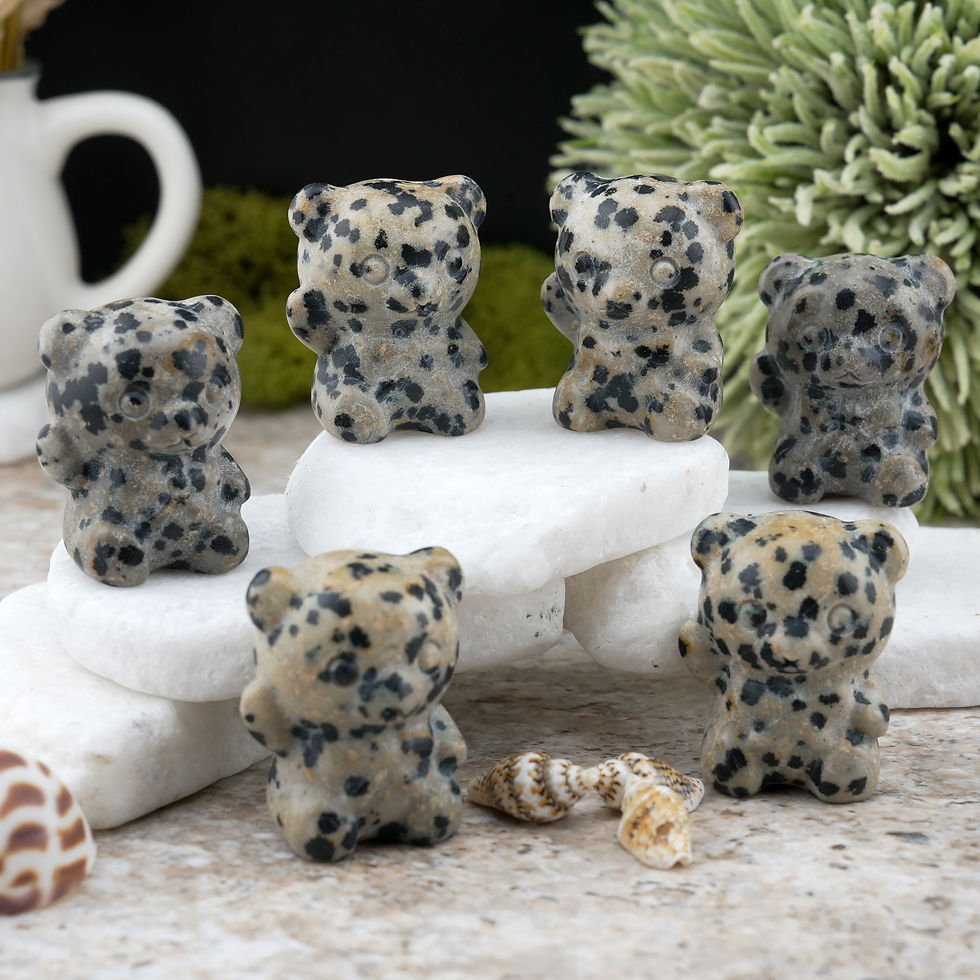 Miniatura: Dalmatian Jasper Bear Crystal Figurine Protection Meditation Altar Decor Stone