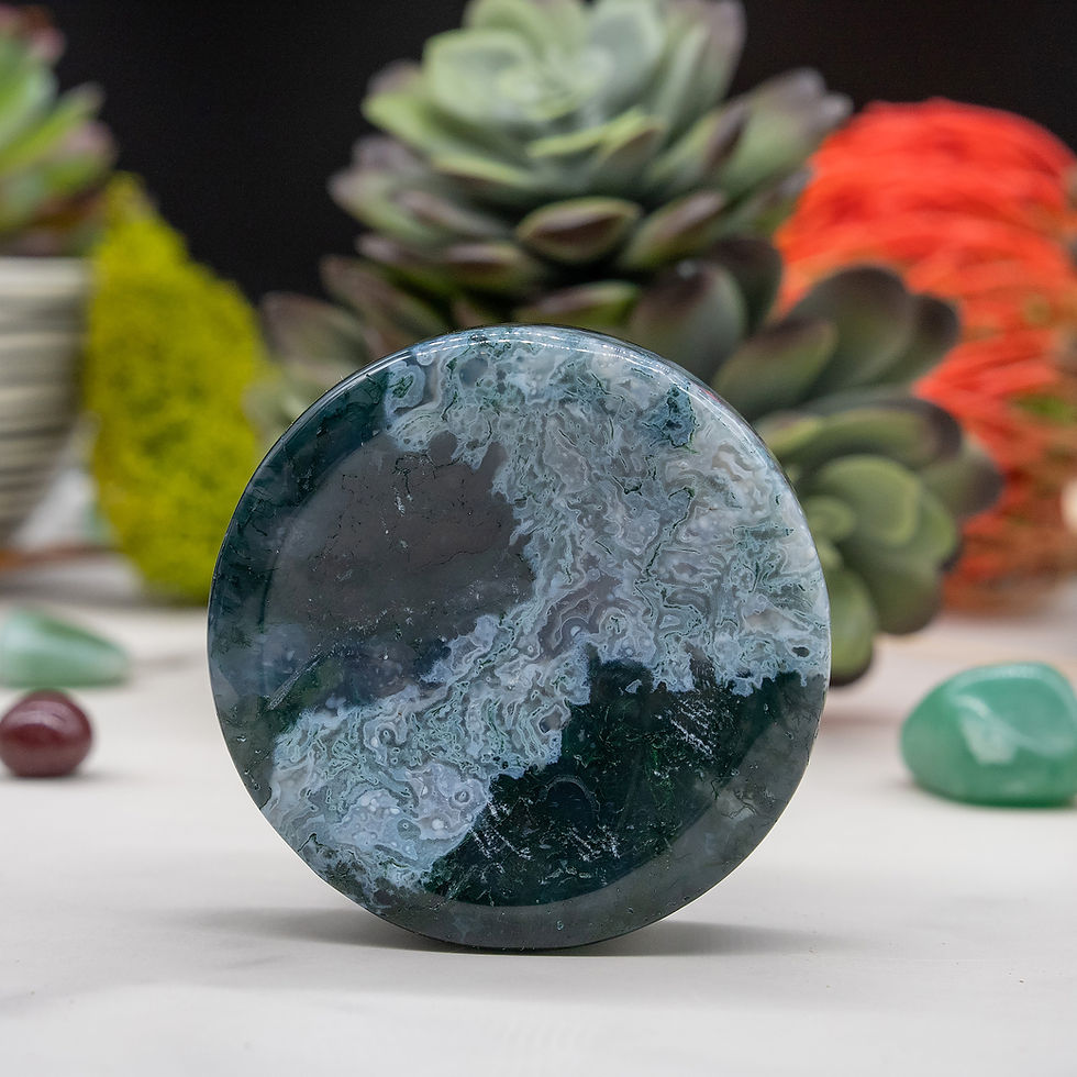 Thumbnail: Moss Agate Bowl Crystal Decor Gift Spiritual Altar Stone Jewelry Trinket Dish