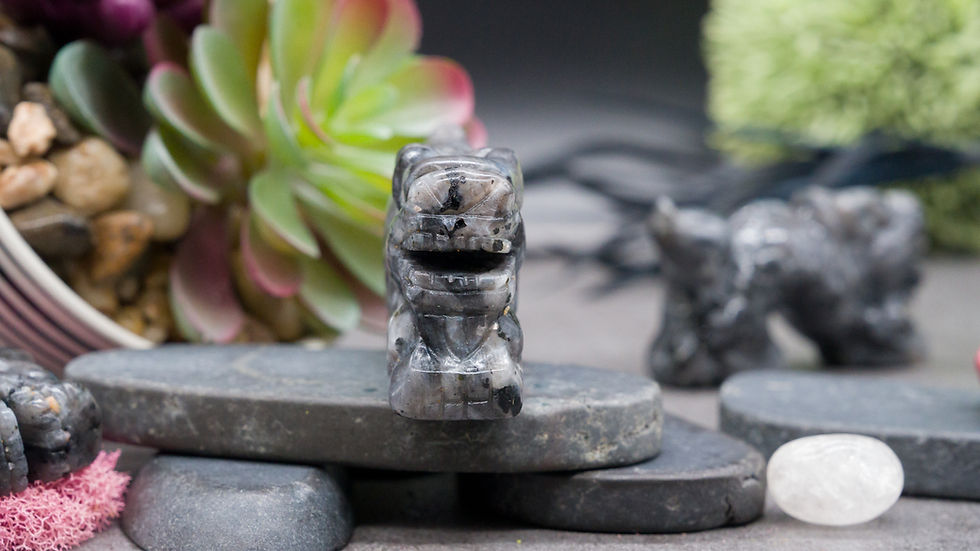 Miniatura: Larvikite Crystal Chinese Dragon Carving Figurine Mythical Creature Decor Gift