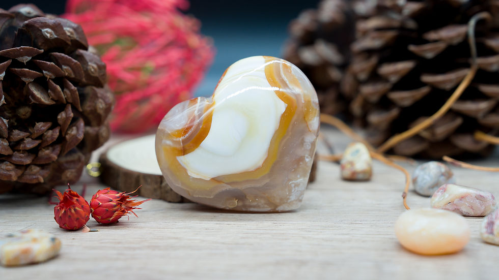 Miniatura: Flower Agate Crystal Heart Carvin Spiritual Healing  Energy Meditation Trinket