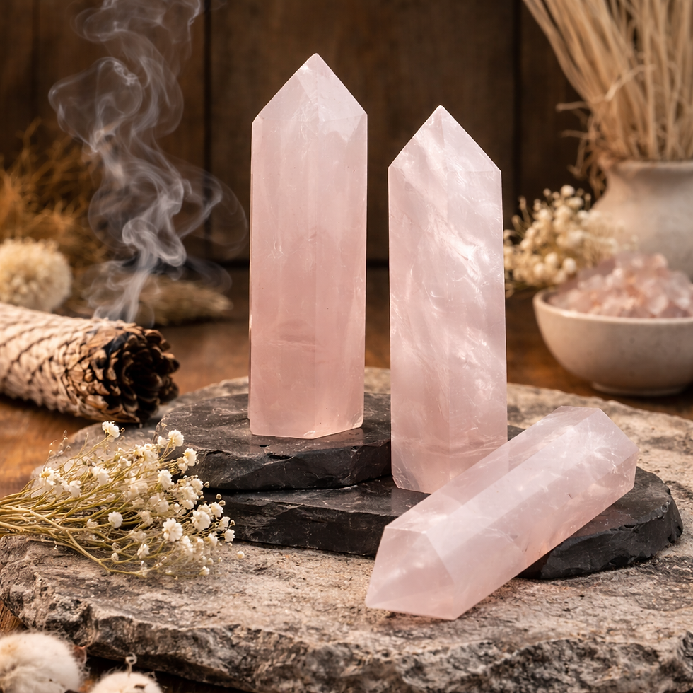 Miniatura: Pink Rose Quartz Crystal Tower Healing Gemstone Love Heart Chakra Decor Meditate