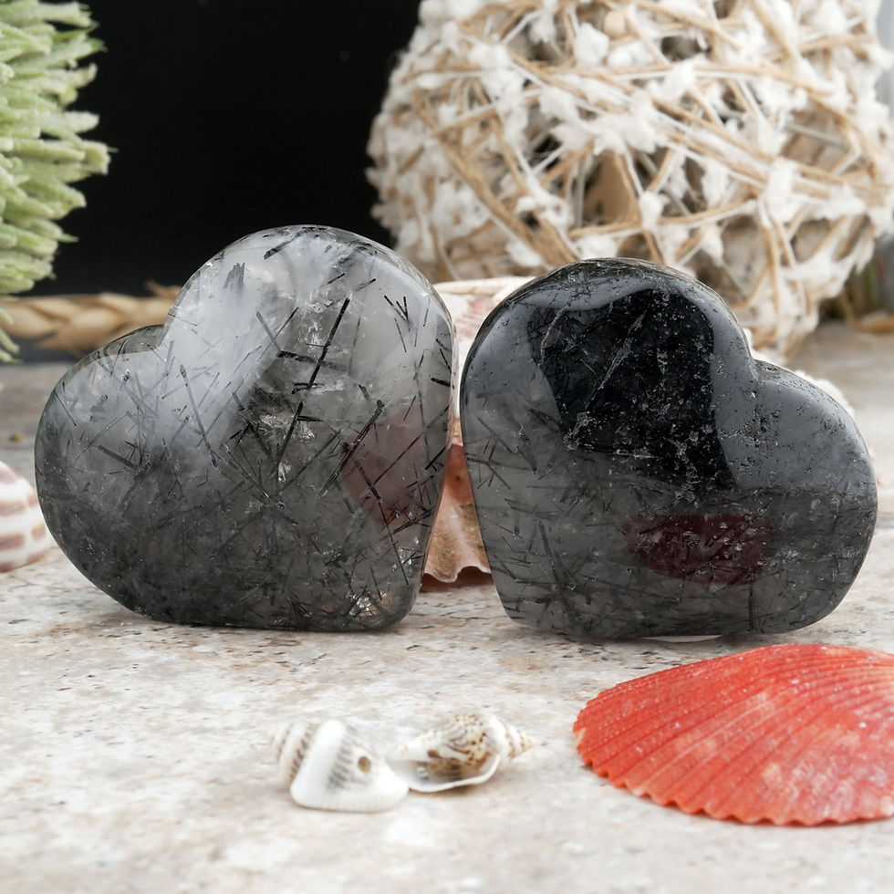 Thumbnail: Black Tourmaline Clear Quartz Heart Crystal Protection Spiritual Decor Stone
