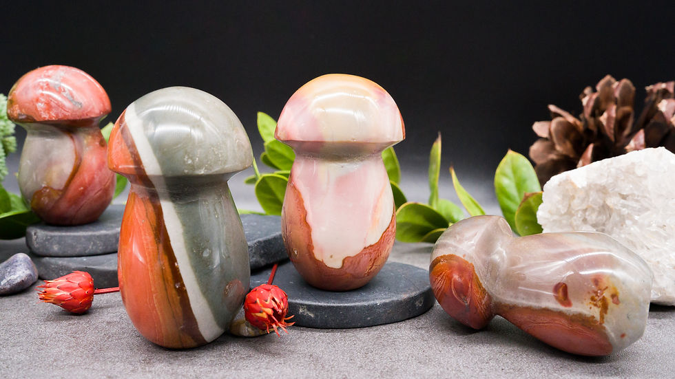 Thumbnail: Polychrome Jasper Mushroom Crystal Decor Spiritual Gift Boho Earth Energy Stone