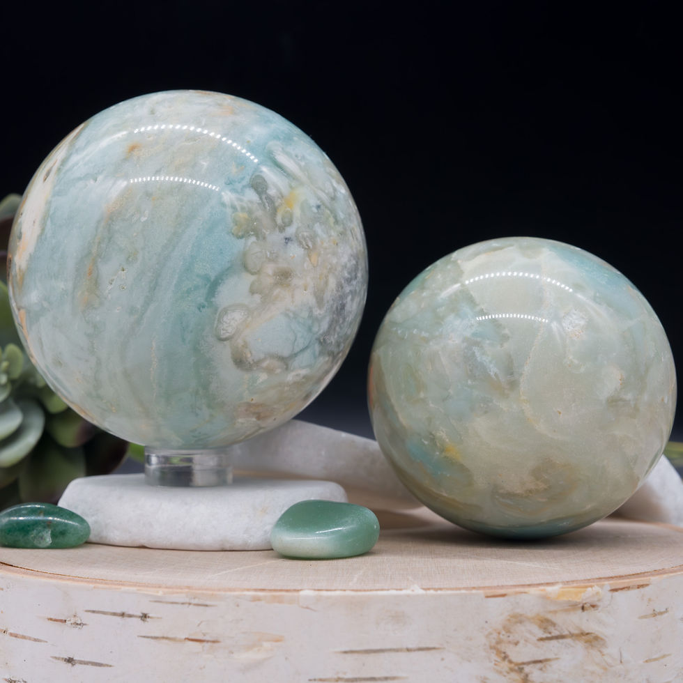 Thumbnail: Sky Blue Calcite Sphere Crystal Chakra Calming Spiritual Energy Altar Ball Gift