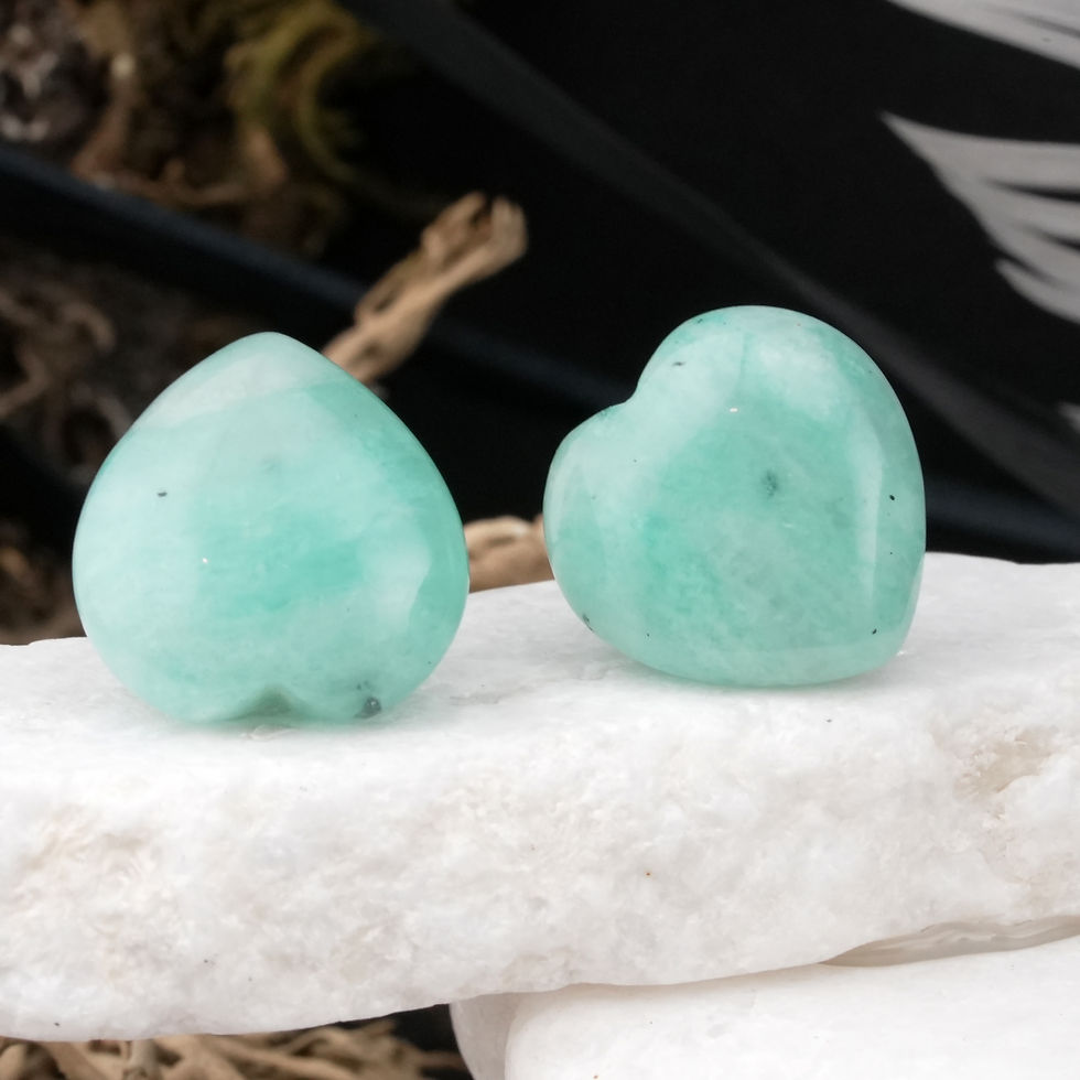 Miniatura: Amazonite Puffy Heart Stud Earrings Crystal Boho Teal Blue Womens Jewelry Gift