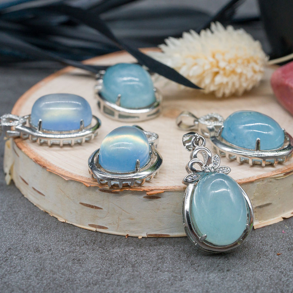 Thumbnail: Natural Aquamarine Teardrop Silver Pendant Crystal Jewelry Gift Birthstone Blue