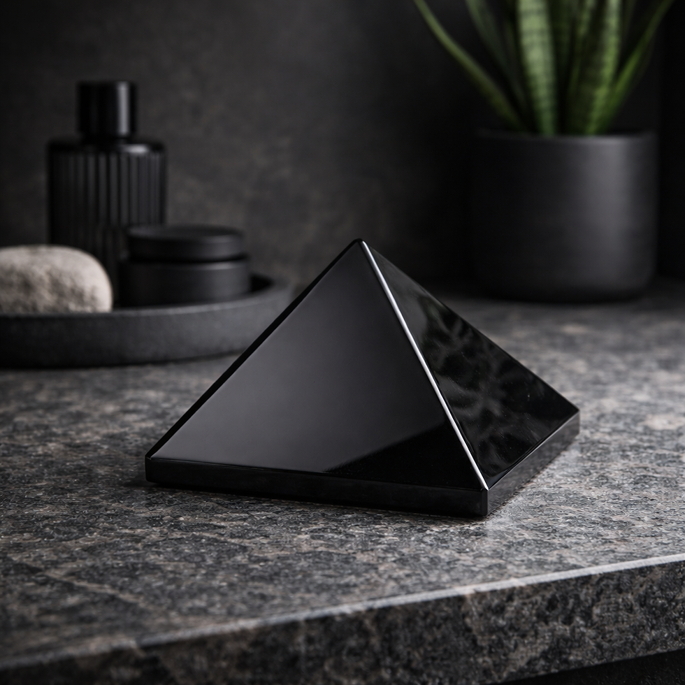 Thumbnail: Black Obsidian Crystal Pyramid Healing Protection Stone Trinket Home Decor Gift