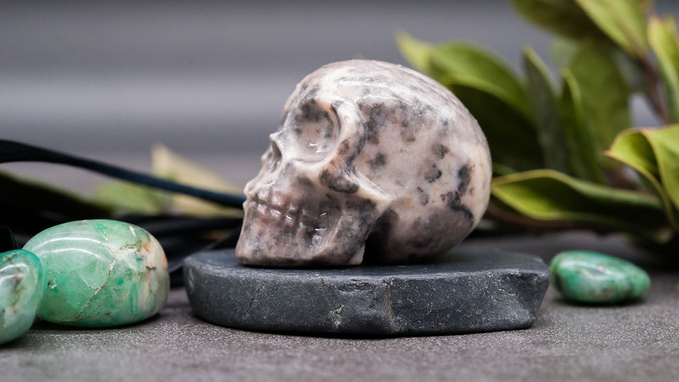 Miniatura: Natural Pink Zebra Jasper Crystal Skull Carving Spiritual Healing Protection