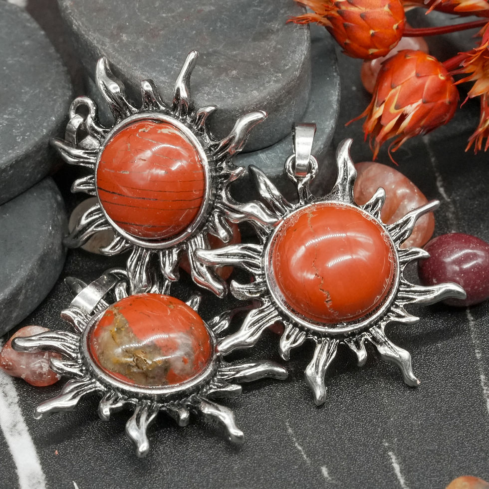 Miniatura: Red Jasper Sun Pendant Yoga Energy Grounding Protection Necklace Gift Unisex