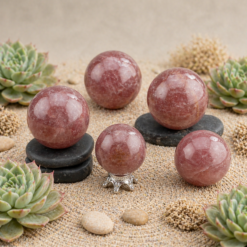 Thumbnail: Pink Strawberry Quartz Crystal Sphere Sparkly Pink Crystal Ball Heart Chakra