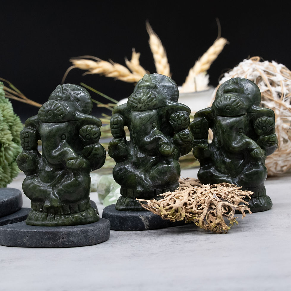 Miniatura: Green Jade Ganesha Crystal Figurine Hindu Gift Meditation Stone Home Decor Gift