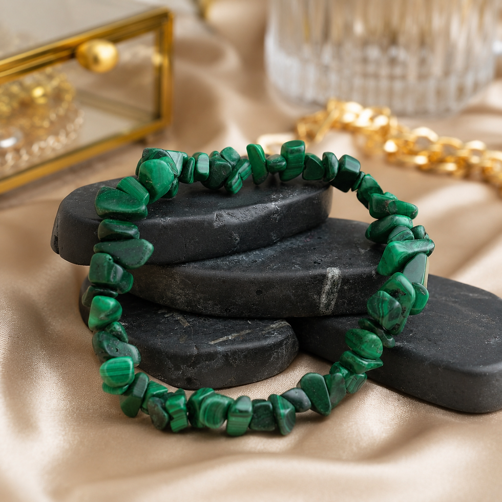 Thumbnail: Malachite Crystal Healing Bracelet Protection Green Gemstone Handmade Jewelry