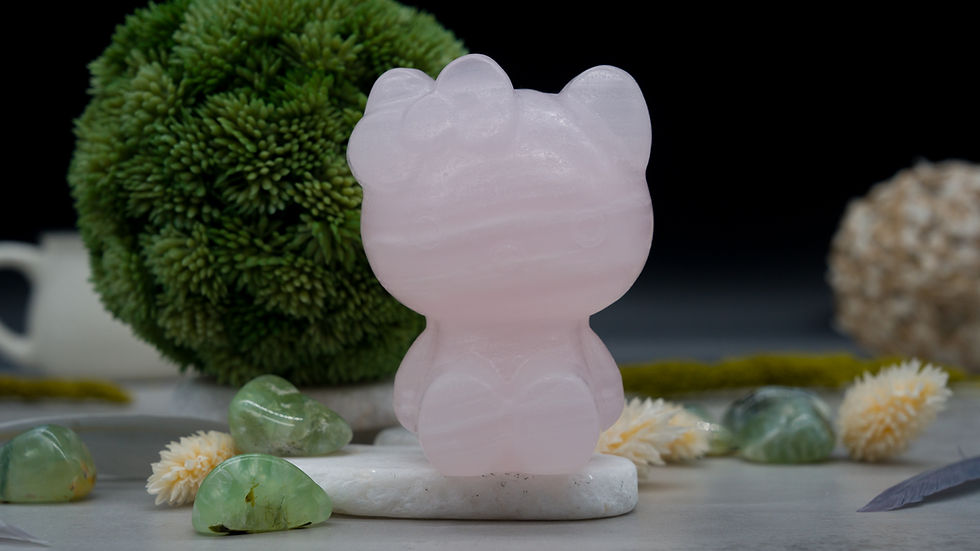 Miniatura: Pink Calcite Hello Kitty Crystal UV Reactive Gift Anime Cat Decor Pet Tribute
