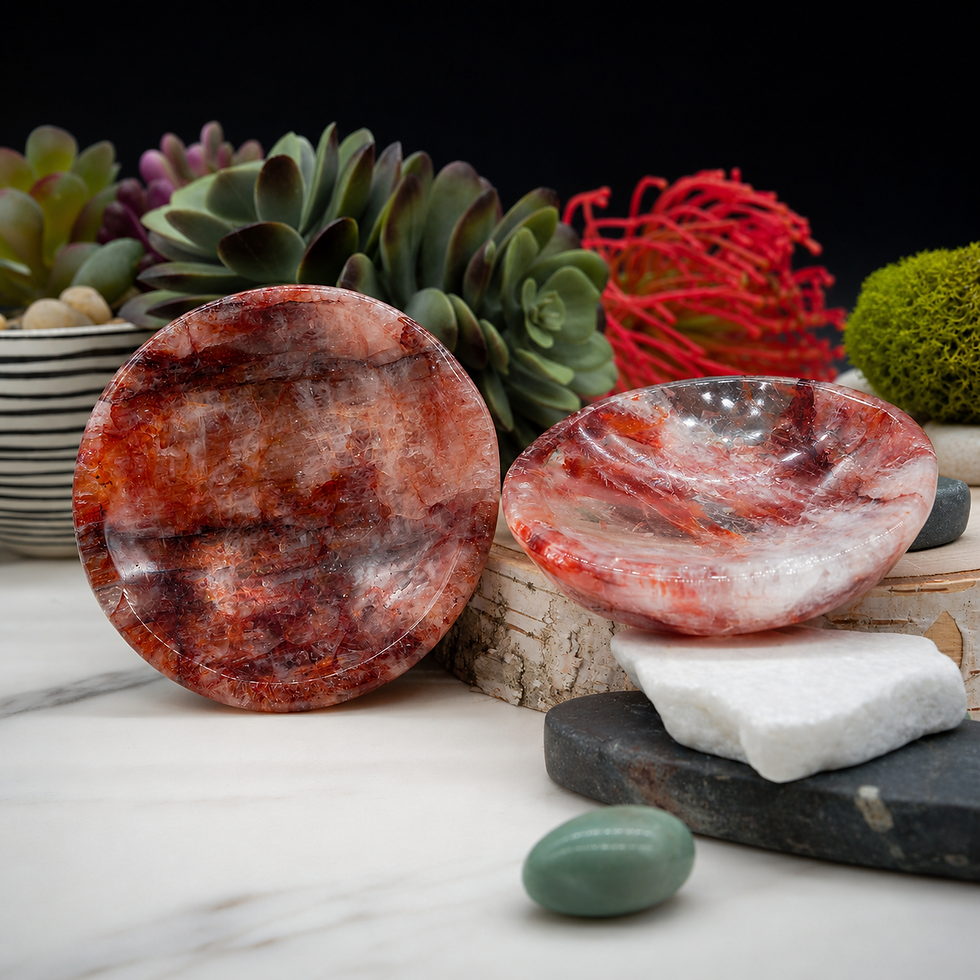Thumbnail: Fire Quartz Round Bowl Healing Crystal Decor Meditation Altar Energy Gift