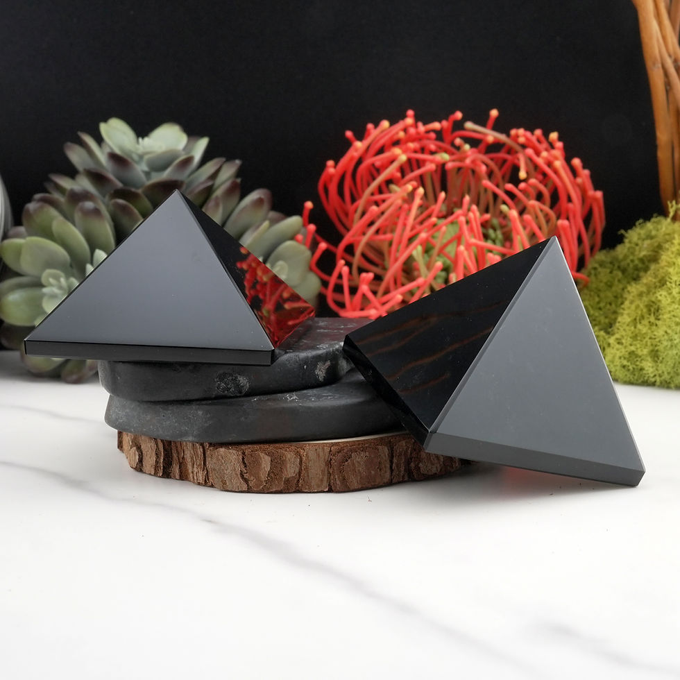 Miniatura: Black Obsidian Crystal Pyramid Healing Protection Stone Trinket Home Decor Gift