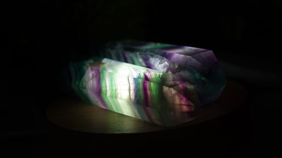 Miniatura: Purple & Green Natural Fluorite Crystal DT Point