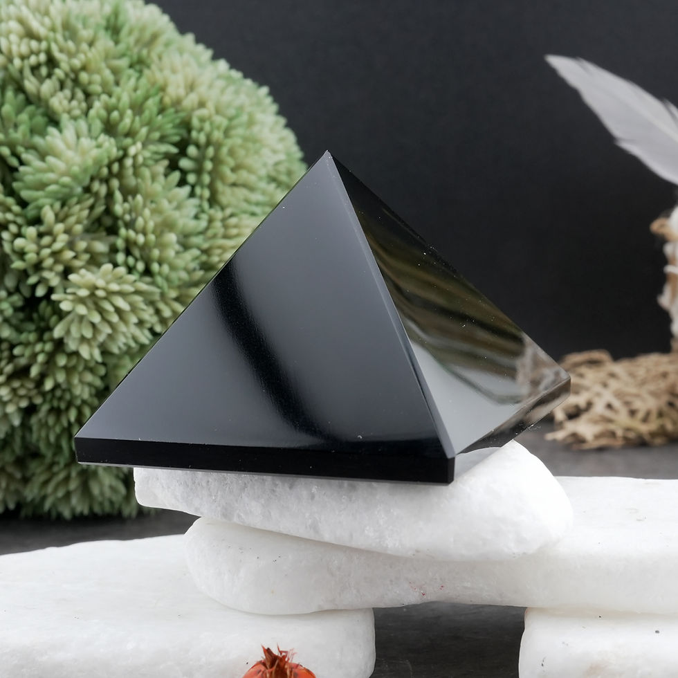 Miniatura: Black Obsidian Crystal Pyramid Healing Protection Stone Trinket Home Decor Gift