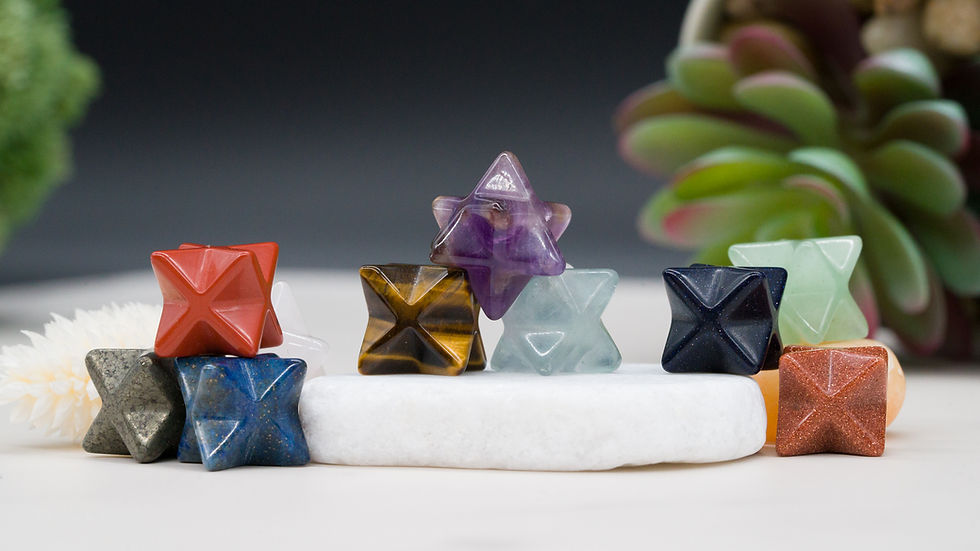 Miniatura: Mini Crystal Merkaba Small Miniature Gemstone Pocket Stone Protection Prayer