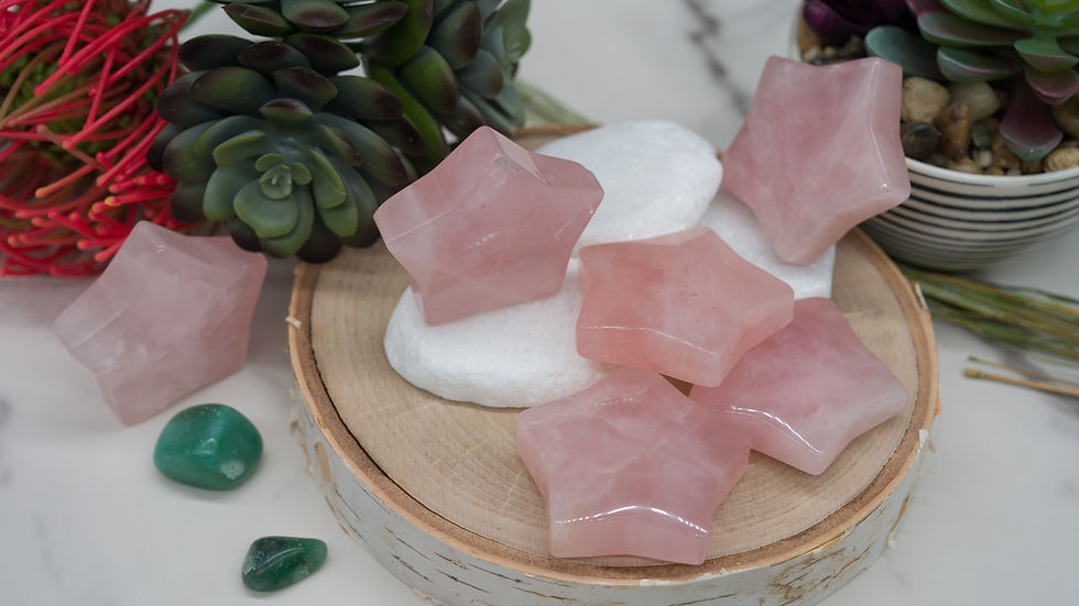 Miniatura: Rose Quartz Star Carving Pink Crystal Healing Gemstone Love Decor Trinket Gift