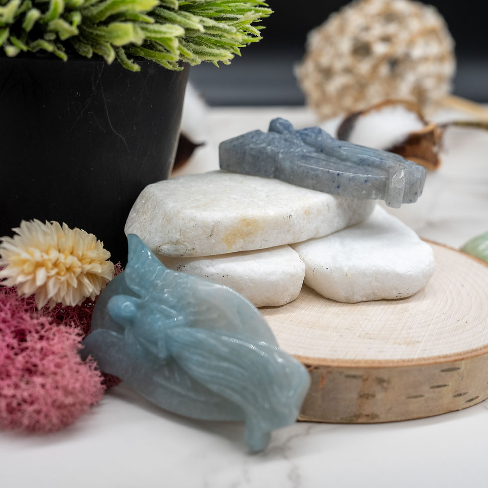 Miniatura: Blue Calcite Crystal Guardian Angel Figurine Spiritual Protection Trinket Decor