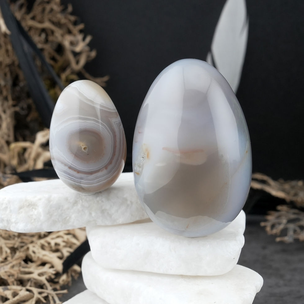 Thumbnail: Natural Gray Agate Crystal Egg Home Decor Gift Boho Shelf Spiritual Energy Stone