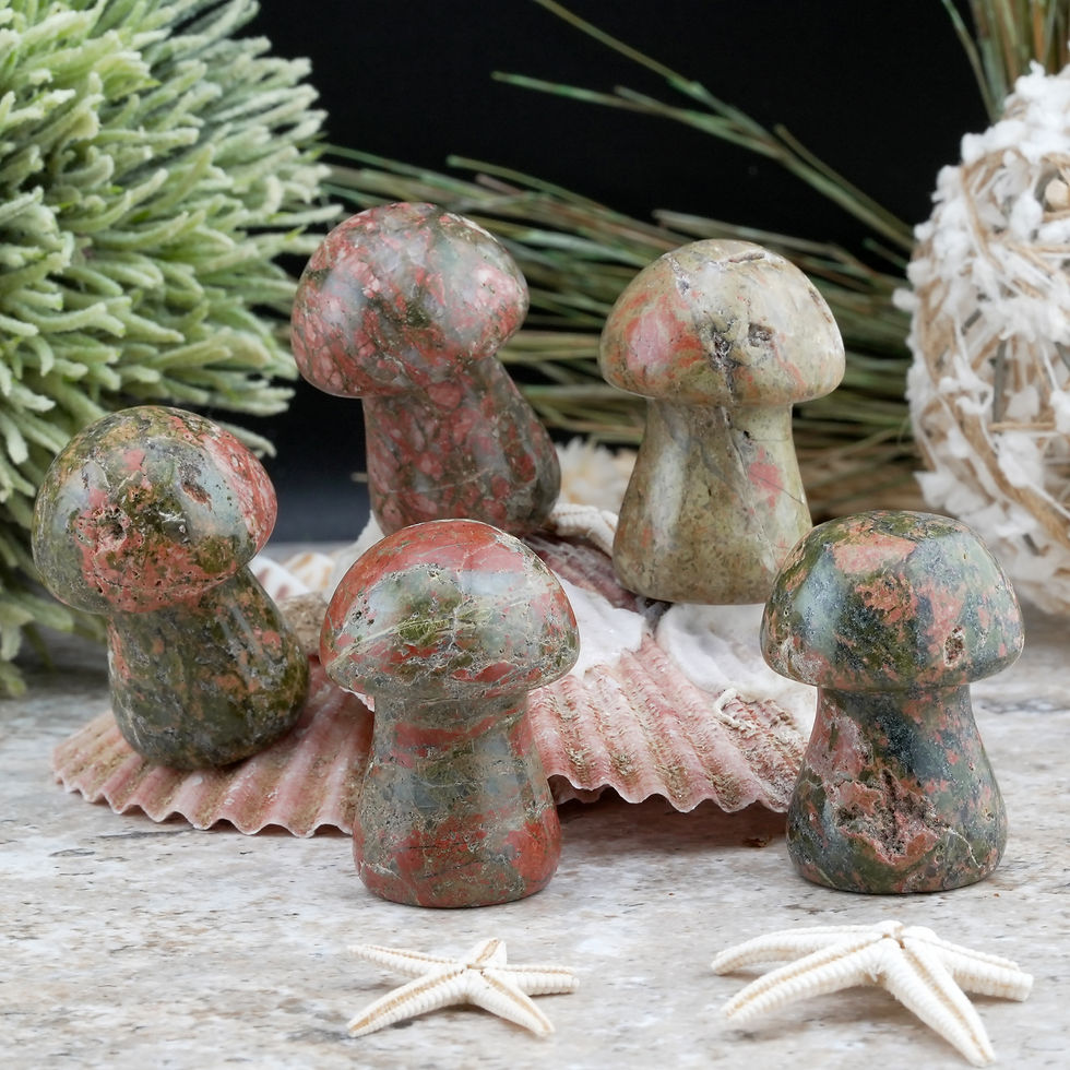 Thumbnail: Unakite Mushroom Crystal Decor Gift Spiritual Healing Stone Nature Display Charm