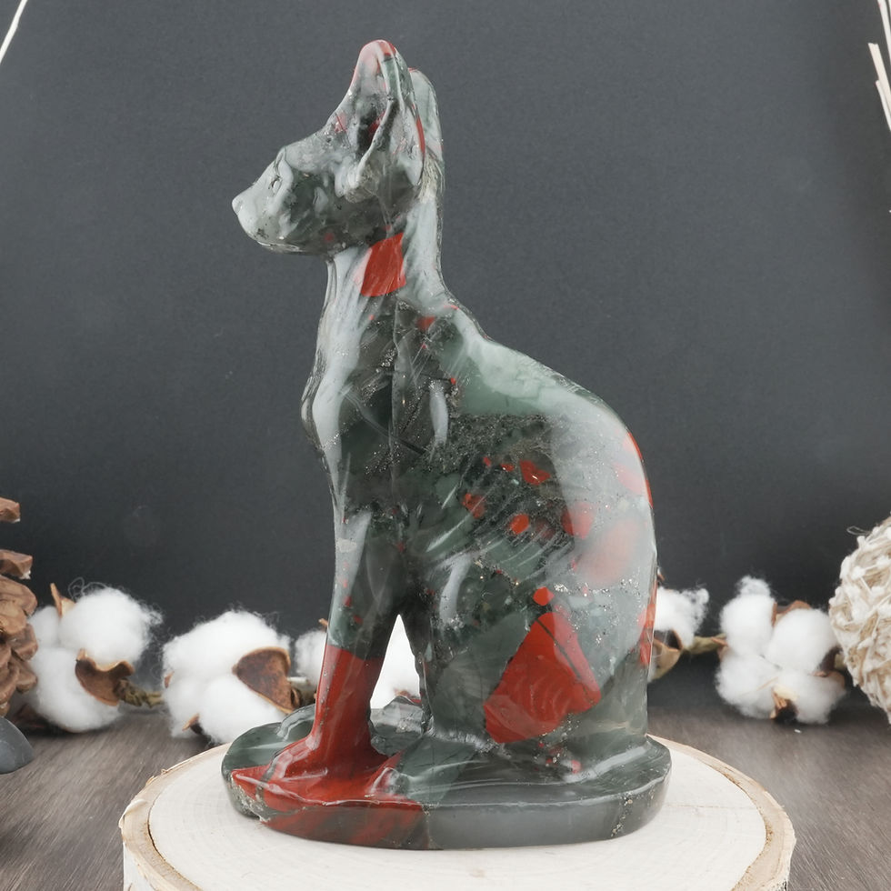 Miniatura: African Bloodstone Hairless Cat Crystal Figurine Spiritual Protection Decor Gift