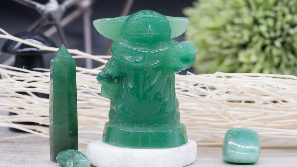 Thumbnail: Green Aventurine Baby Yoda Crystal Figurine Jedi Master Starwars Fan Art Gift