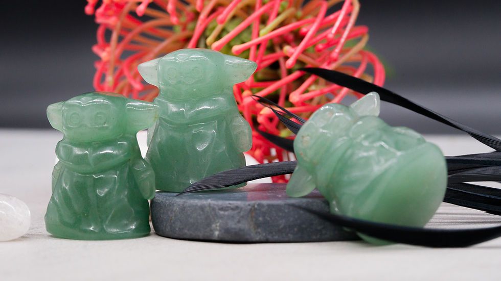 Miniatura: Green Aventurine Mini Baby Yoda Crystal Figurine Starwars Fanart Decor Gift Idea