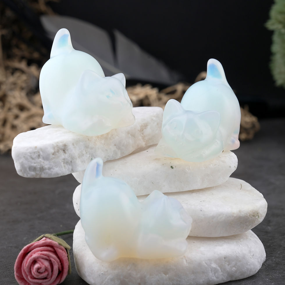 Miniatura: Opalite Crystal Cat Carving Stone Healing Protection Trinket Cat Lover Tier Gift
